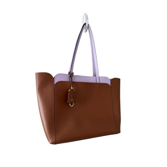 Kate Spade Magnolia Street Tote Medium Double Pocket Brown Lilac - Picture 5 of 14